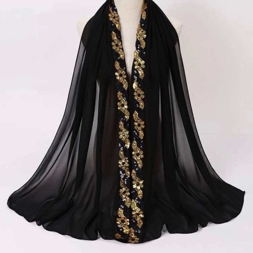 NEW Sequin Decor Chiffon Scarf shawl
